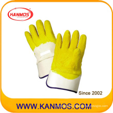 Industrial Safety Yellow Latex Coated Carvin Cuff Work Glove (52002)